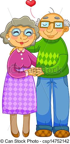 Eps Vector Of Old Couple   Loving Old Couple Hugging Happily