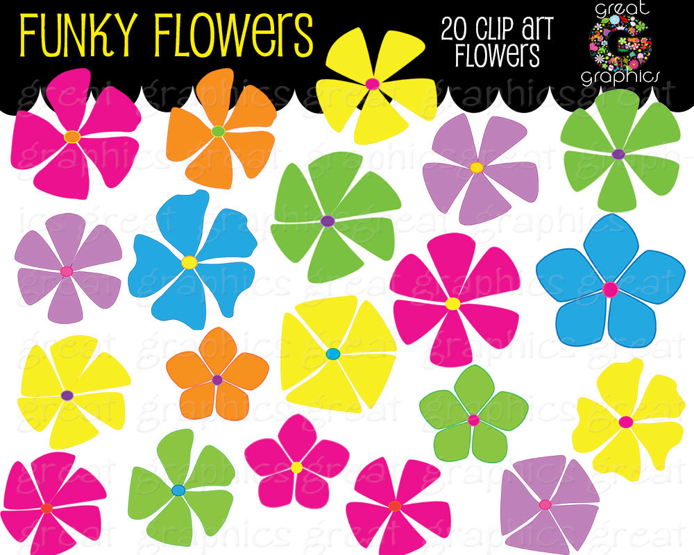 Groovy Flowers Clip Art   School Clipart