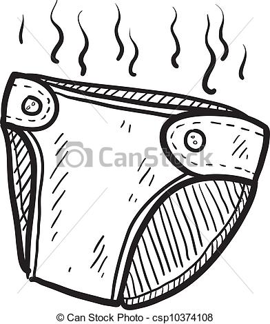 Vector Clipart Of Smelly Diaper Sketch   Doodle Style Smelly Diaper