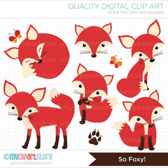 Woodland Animals   Fox Clip Art   Digital By Myclipartstore  5 00