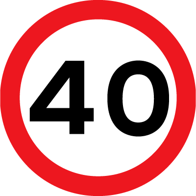 40 Mph Reflective Road Sign