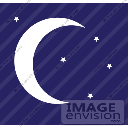 42315 Clip Art Graphic Of A Night Sky With Stars And A Crescent Moon