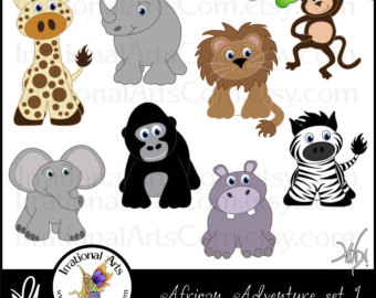 Baby Rhino Clip Art 8 Digital Clipart Graphics