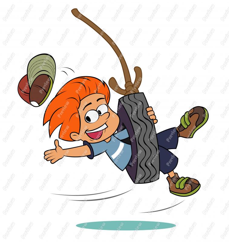 Boy On A Tire Swing Clip Art   Royalty Free Clipart   Vector Cartoon    