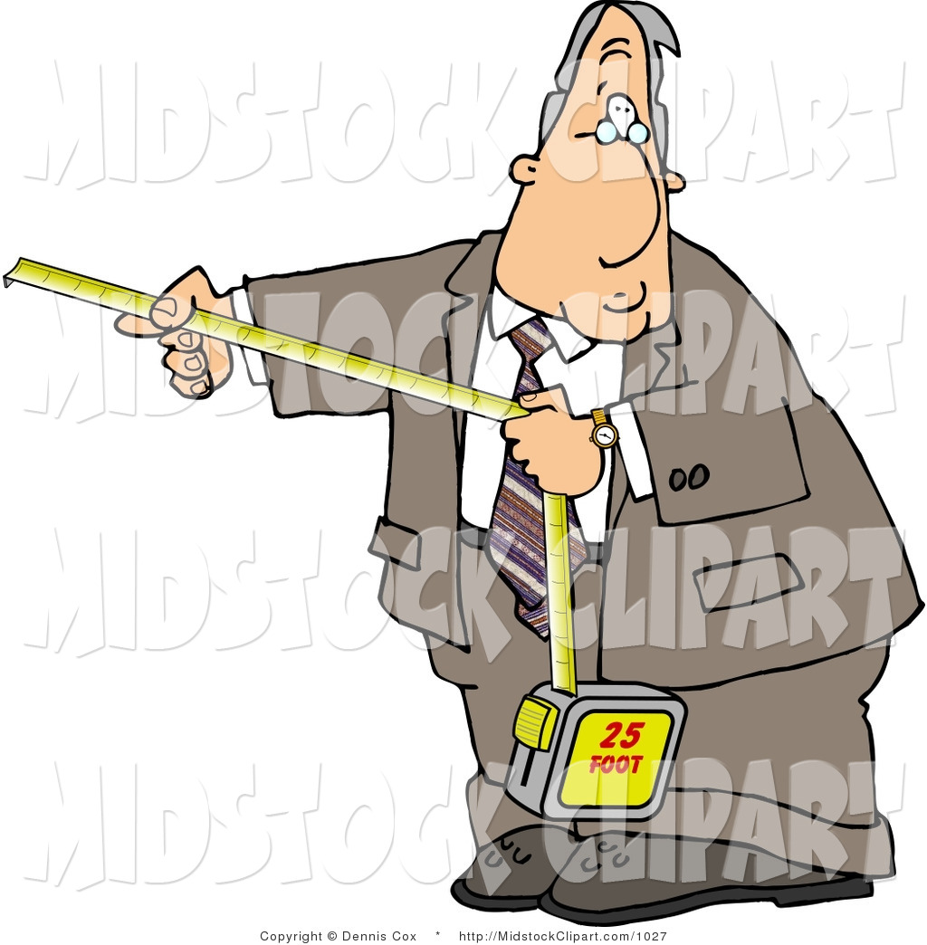 Businessman Using A Self Retracting Pocket Tape Measure To Measure The    