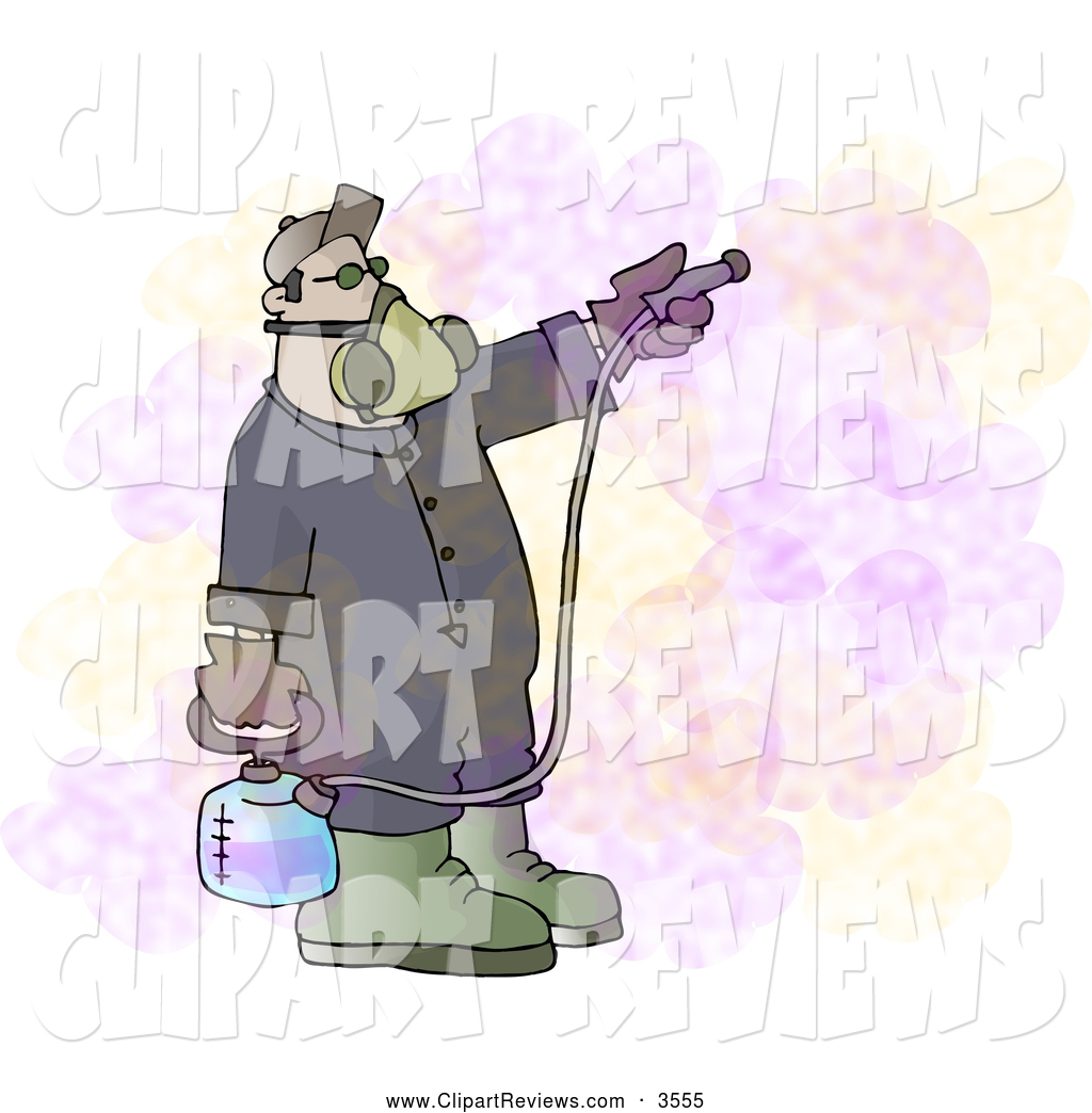 Caucasian Man Spraying A Pesticide Insecticide Chemical Substance Used