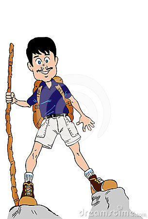 Comic Illustration Of A Happy And Attractive Male Tour Guide In Shorts