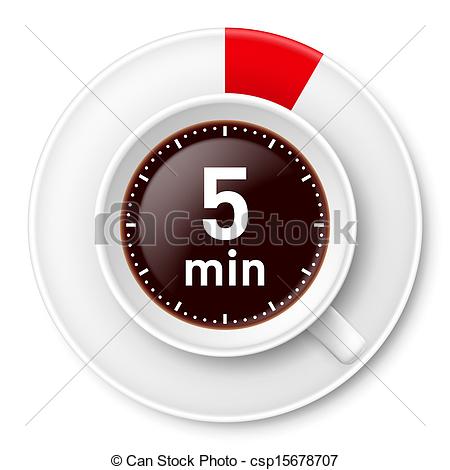 Cup Of Coffee With Time Limit For Break  Five Minutes  Illustration On
