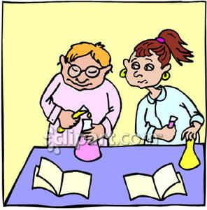 Doing Lab Work In Science Chemistry Class Royalty Free Clipart Picture