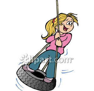 Girl On A Tire Swing Royalty Free Clipart Picture