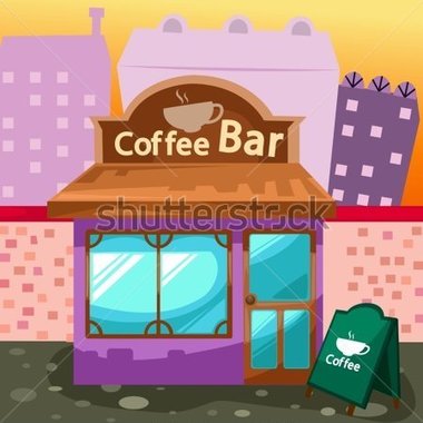 Illustration Of Cityscape Coffee Bar Stock Vector   Clipart Me