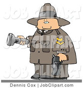Job Clip Art Of A Ranger Armed With A Gun And Pointing A Flashlight At