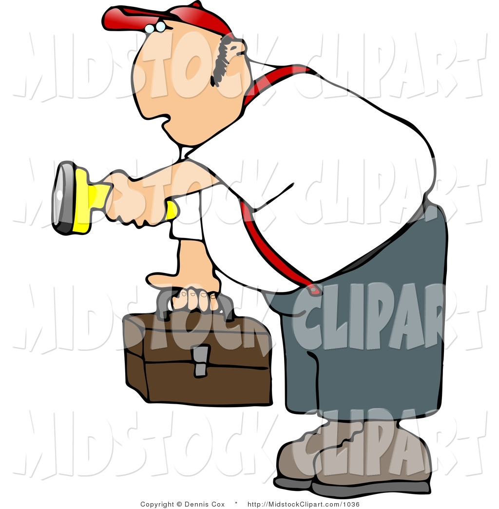 Larger Preview  Clip Art Of A Caucasian Worker Man Carrying A Toolbox