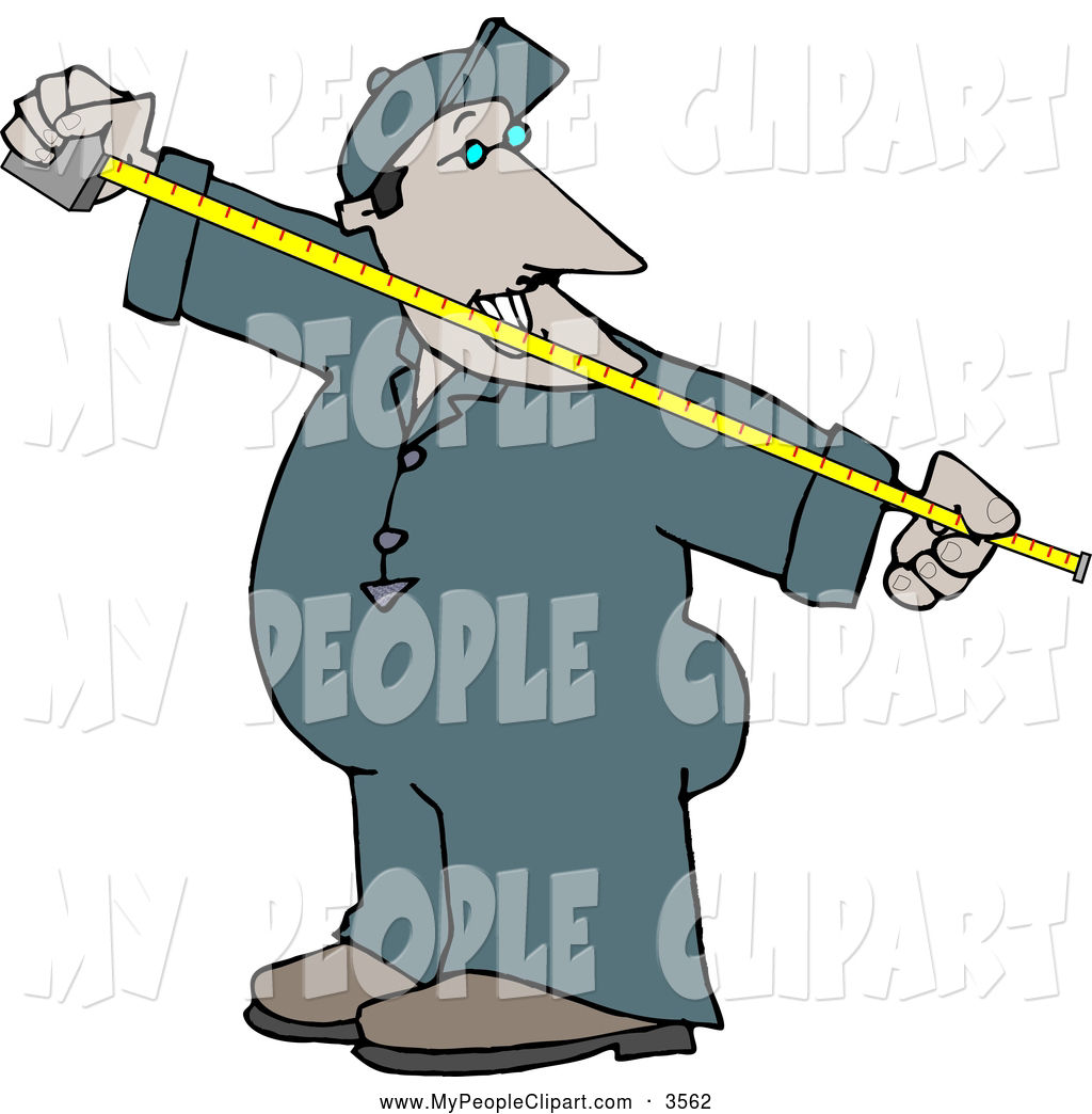 Larger Preview  Clip Art Of A Happy Man Measuring Something With A    