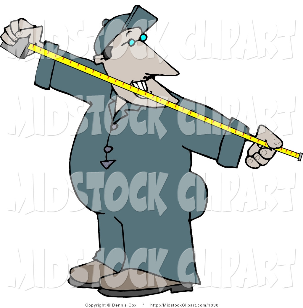 Larger Preview  Clip Art Of A Man Measuring Something While Stretching    