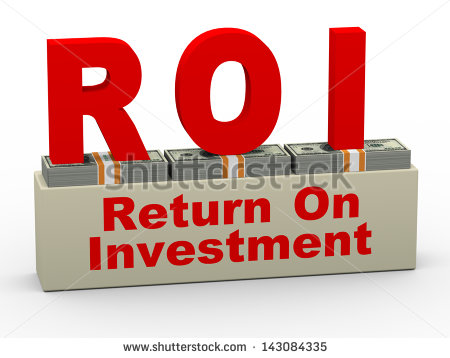 Of Roi   Return On Investment On Dollar Packs   Stock Photo