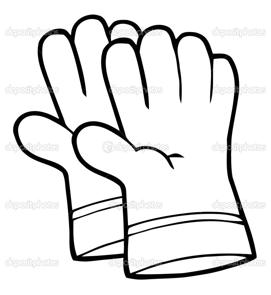 Outline Of A Pair Of Gardening Hand Gloves   Stock Photo   Hittoon