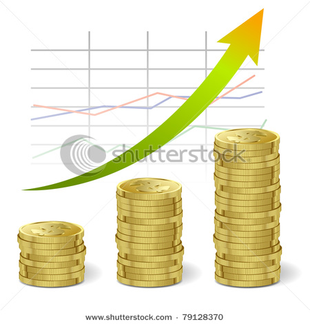 Picture Of A Gold Investment Theme With Stacks Of Gold Coins And A