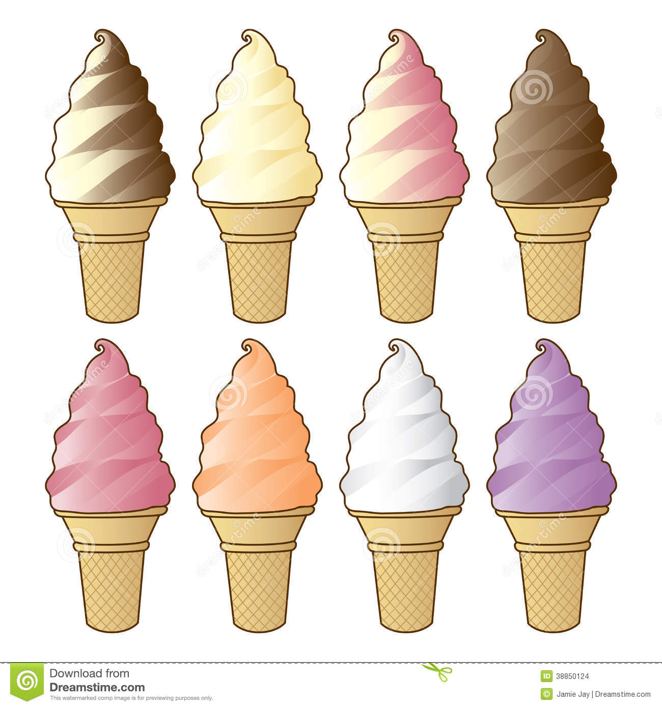 Vector Illustration Set Of Ice Cream In Sugar Cones  Graphic Design