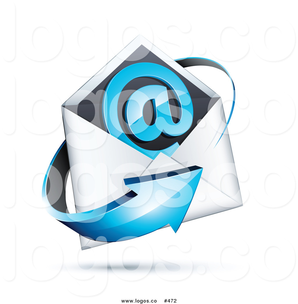 Vector Logo Icon Of A 3d Blue Arrow Circling An Envelope With An Email    