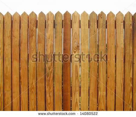 Wooden Fence    With Slats That Show The Natural Wood Pattern   Stock