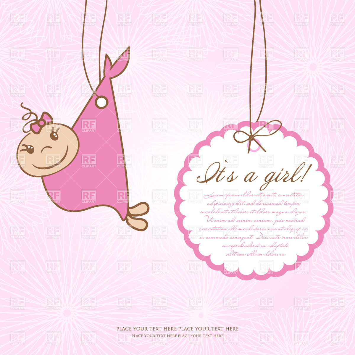Baby Girl Shower   Round Frame On Pink Background 21322 Download    