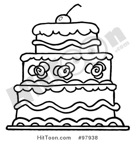 Cake Clipart  97938  Triple Tiered Outlind Wedding Cake With Frosting