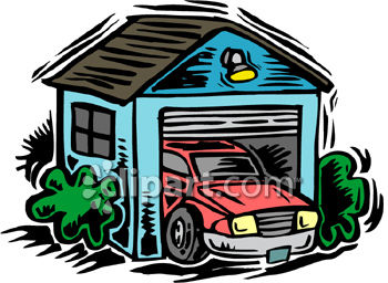 Car Parked In A Garage   Royalty Free Clipart Picture