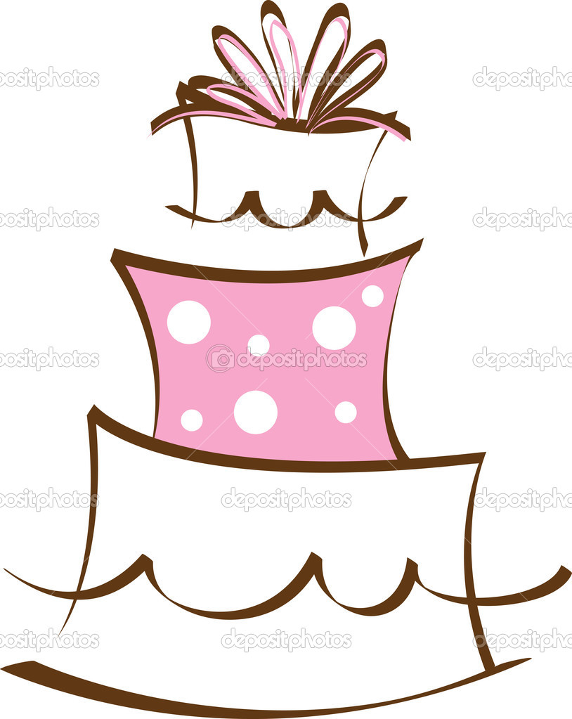 Clipart Illustration Eine Stilisierte Schicht Torte In Rosa Und Braun