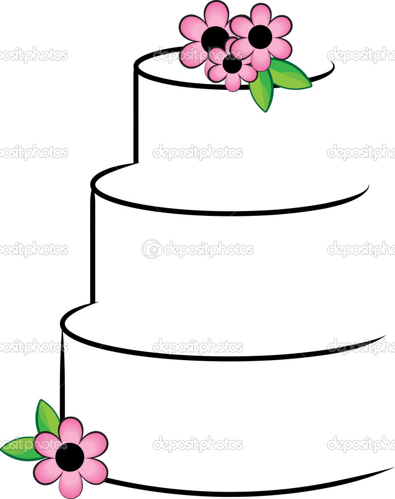 Clipart Illustration Of A Stylized Layer Cake With Flowers   Stock