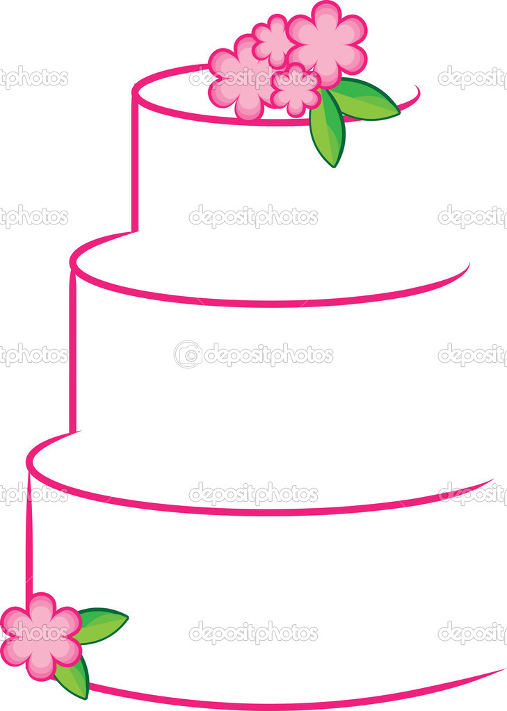 Clipart Illustration Of A White And Pink Stylized Layer Cake   Stock