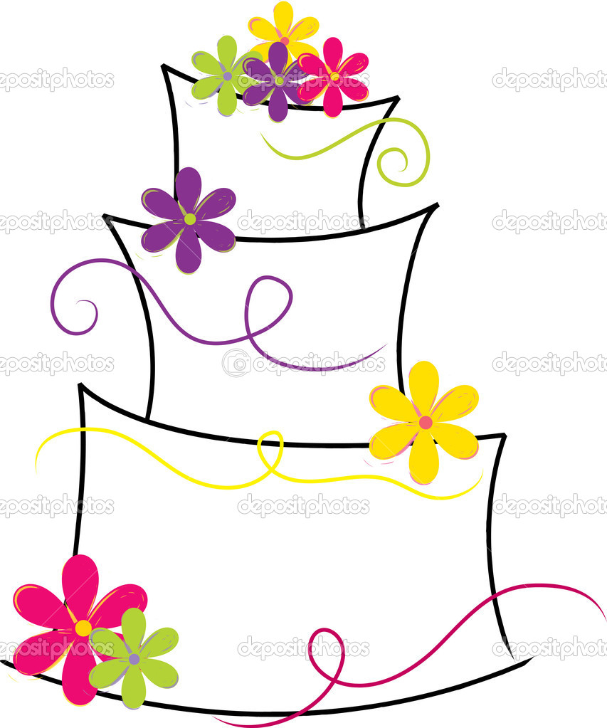 Clipart Image Of A Funky Crooked Layer Cake Decorated In Lime Green