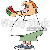 Clipart Of A Cartoon Chubby Red Haired White Boy Ready To Devour A    