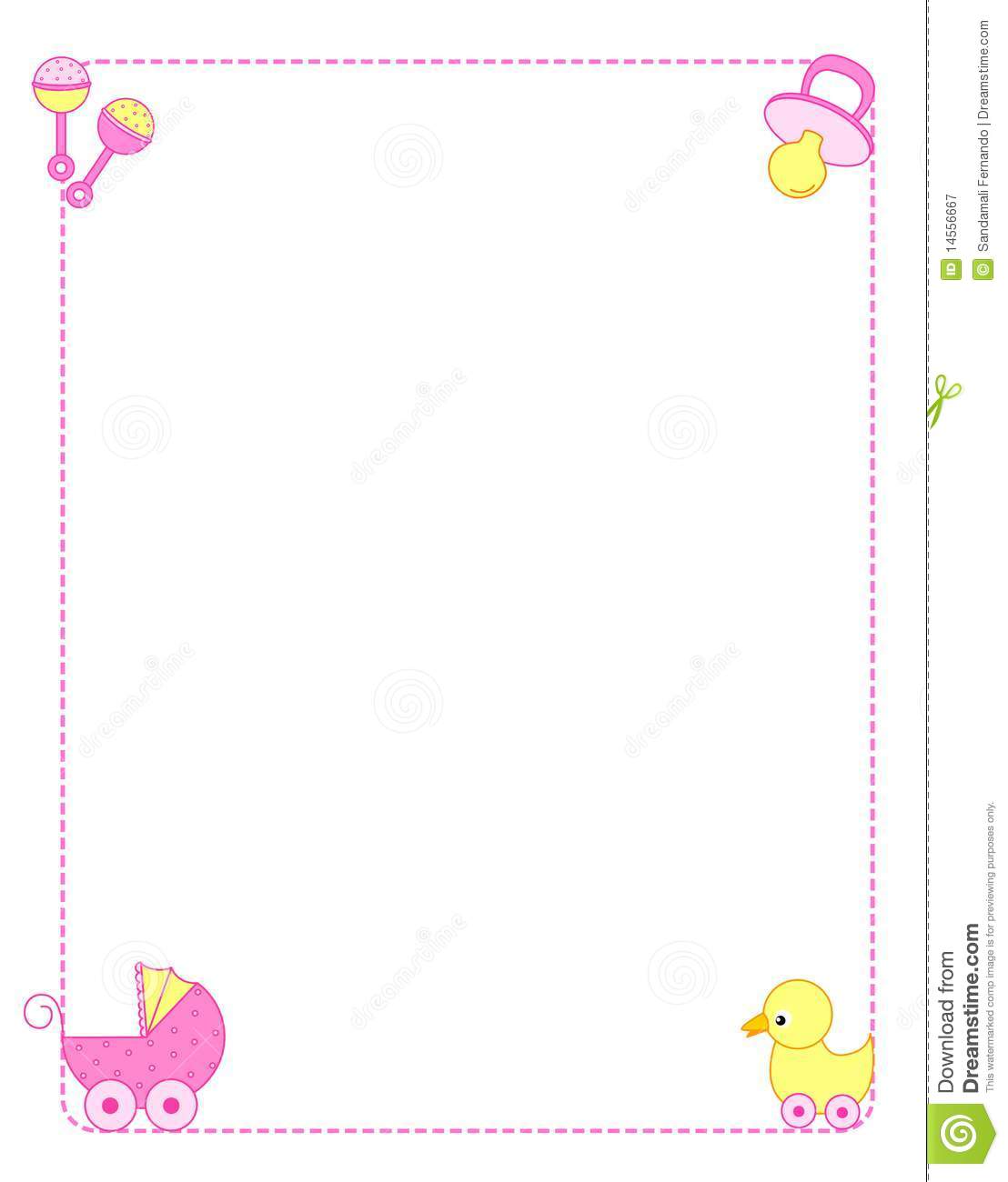 Cute Baby Girl Border   Frame With Colorful Baby Accessories On    