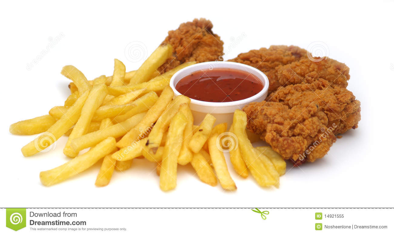 Fried Chicken And Chips Royalty Free Stock Photo   Image  14921555