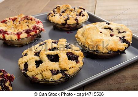 Homemade Fresh Fruit Pies On A Tray Made With Strawberries Raspberries    