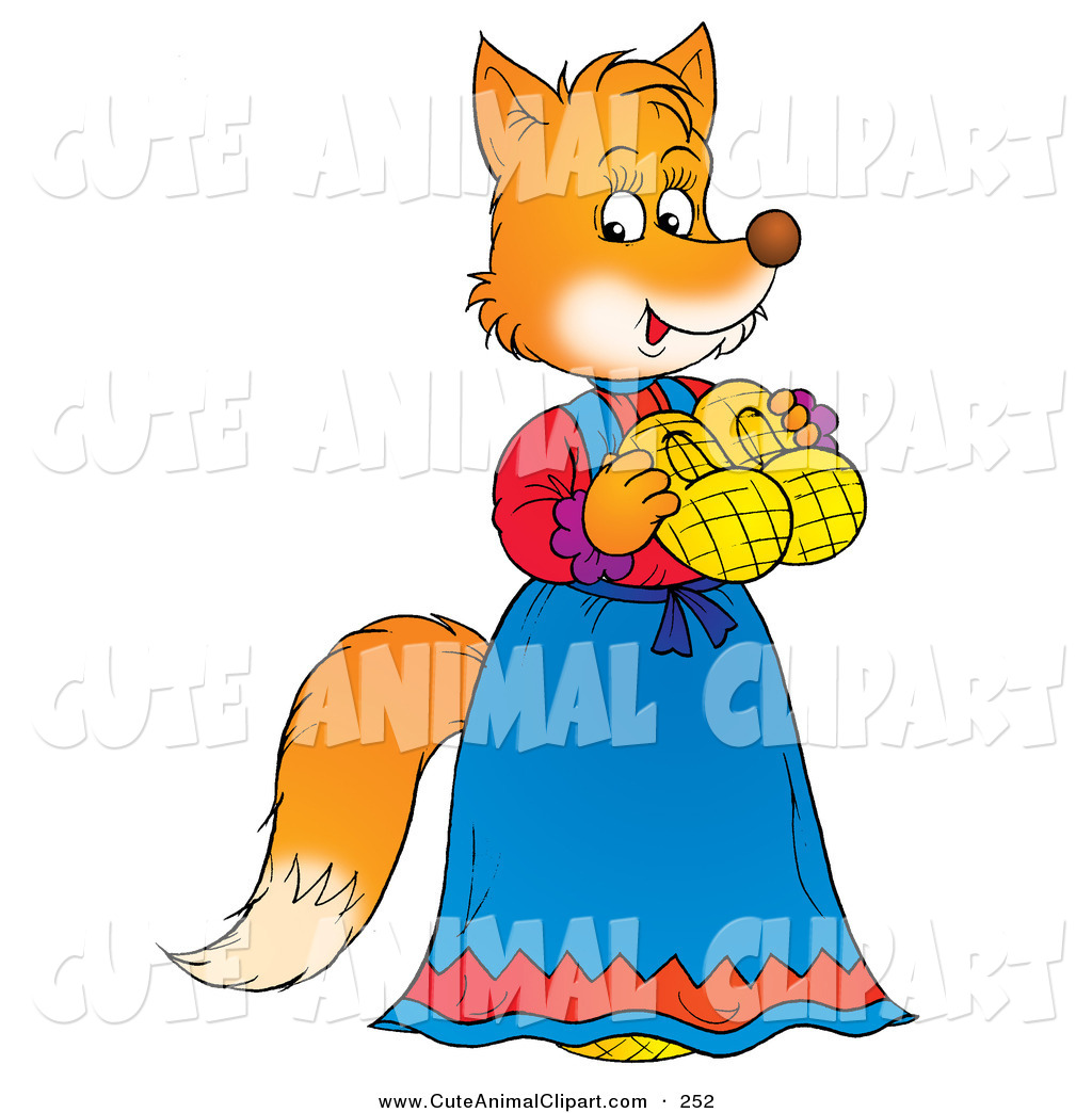 Larger Preview  Clip Art Of An Orange Female Fox In A Blue Dress
