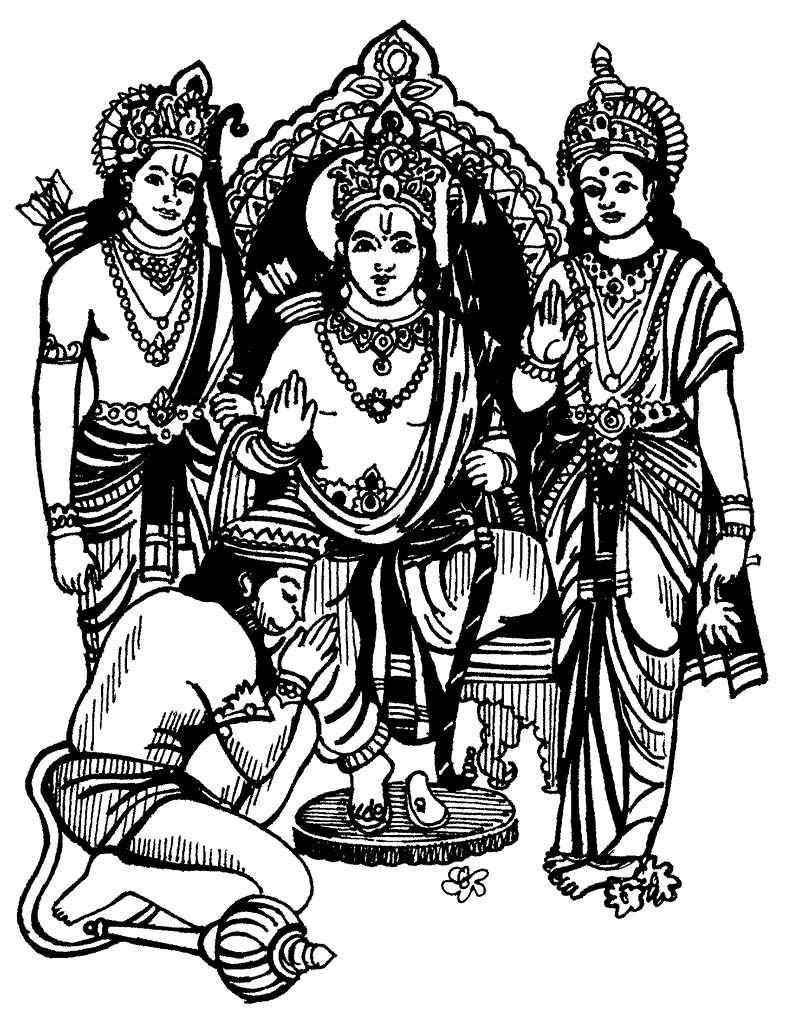 Lord Rama Sita Maa Laxman And Lord Hanuman Coloring Pages Of Diwali