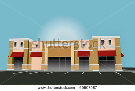 Mall Building Clipart Pastel Strip Mall Building