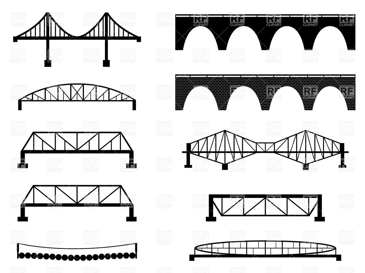 Old Railway Bridge Silhouettes 34664 Download Royalty Free Vector