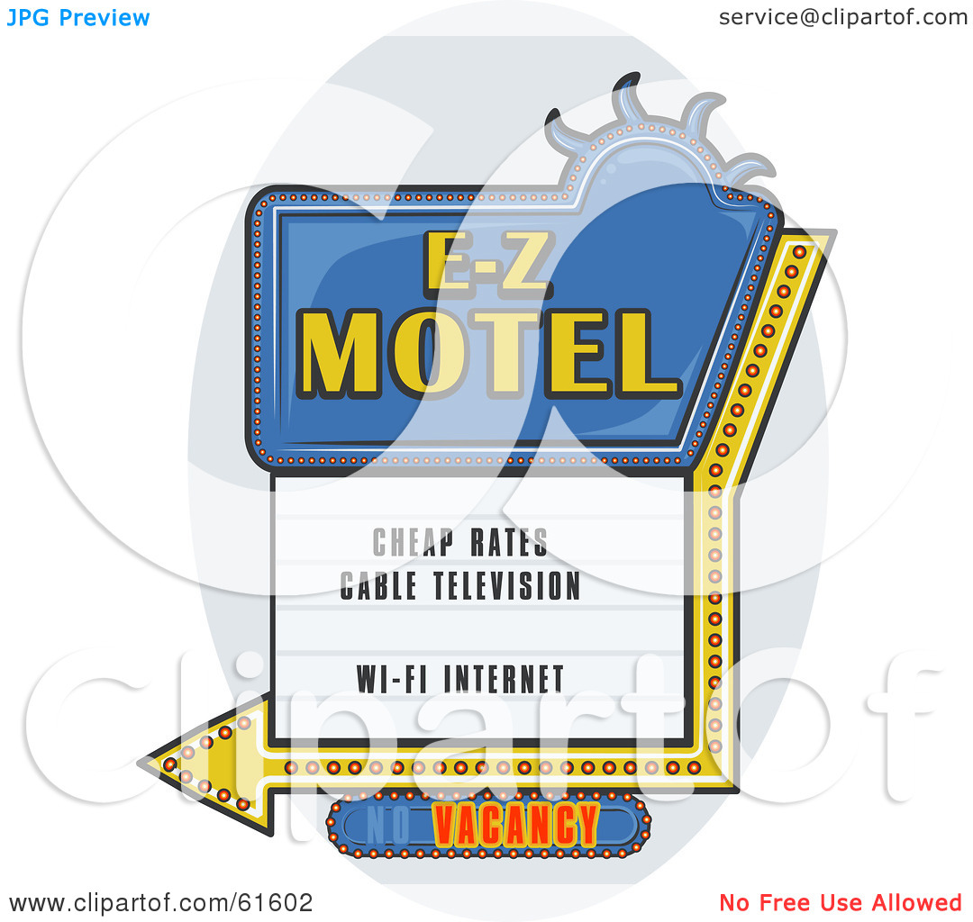 Royalty Free  Rf  Clipart Illustration Of A Blue E Z Motel Sign With