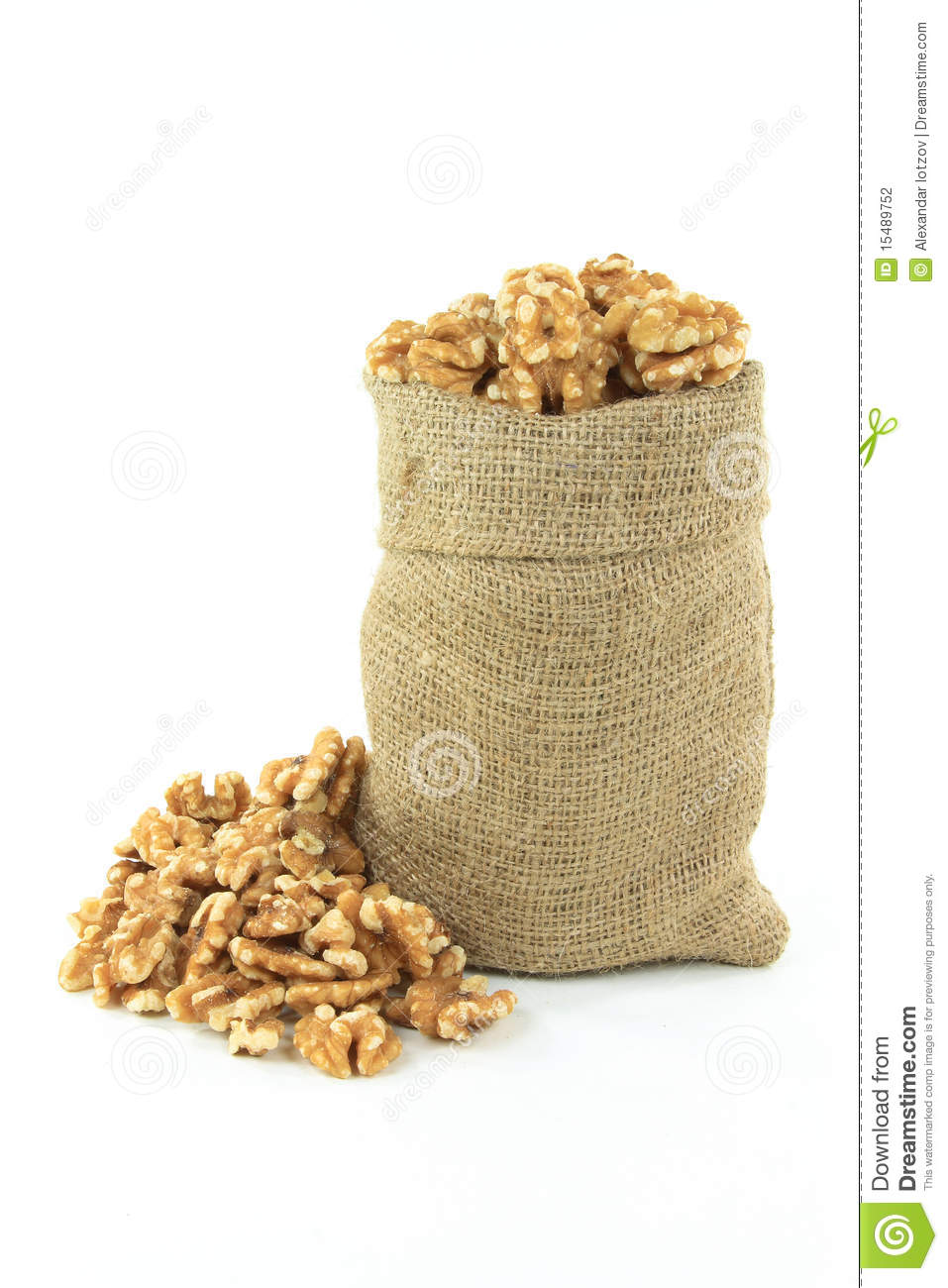 Still Picture Of Burlap Bag Full With Walnuts And Walnuts On Pile Over