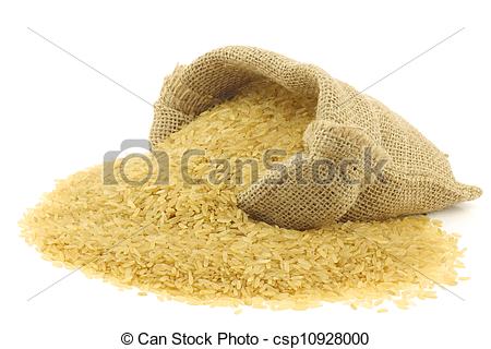 Stock Photography Of Unpolished Rice Whole Grain In A Burlap Bag On A