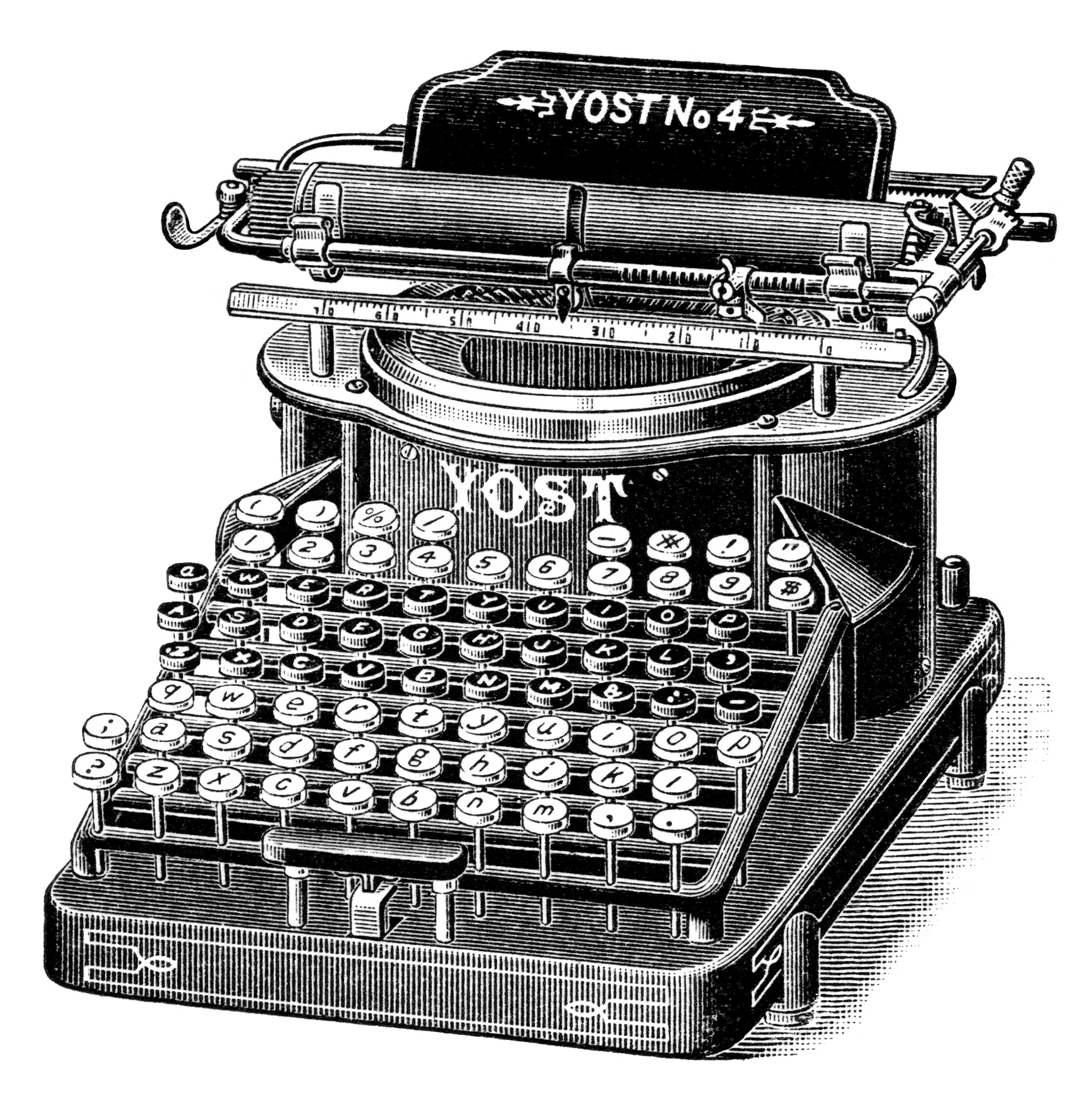 Antique Yost Typewriter   Magazine Ad And Clip Art
