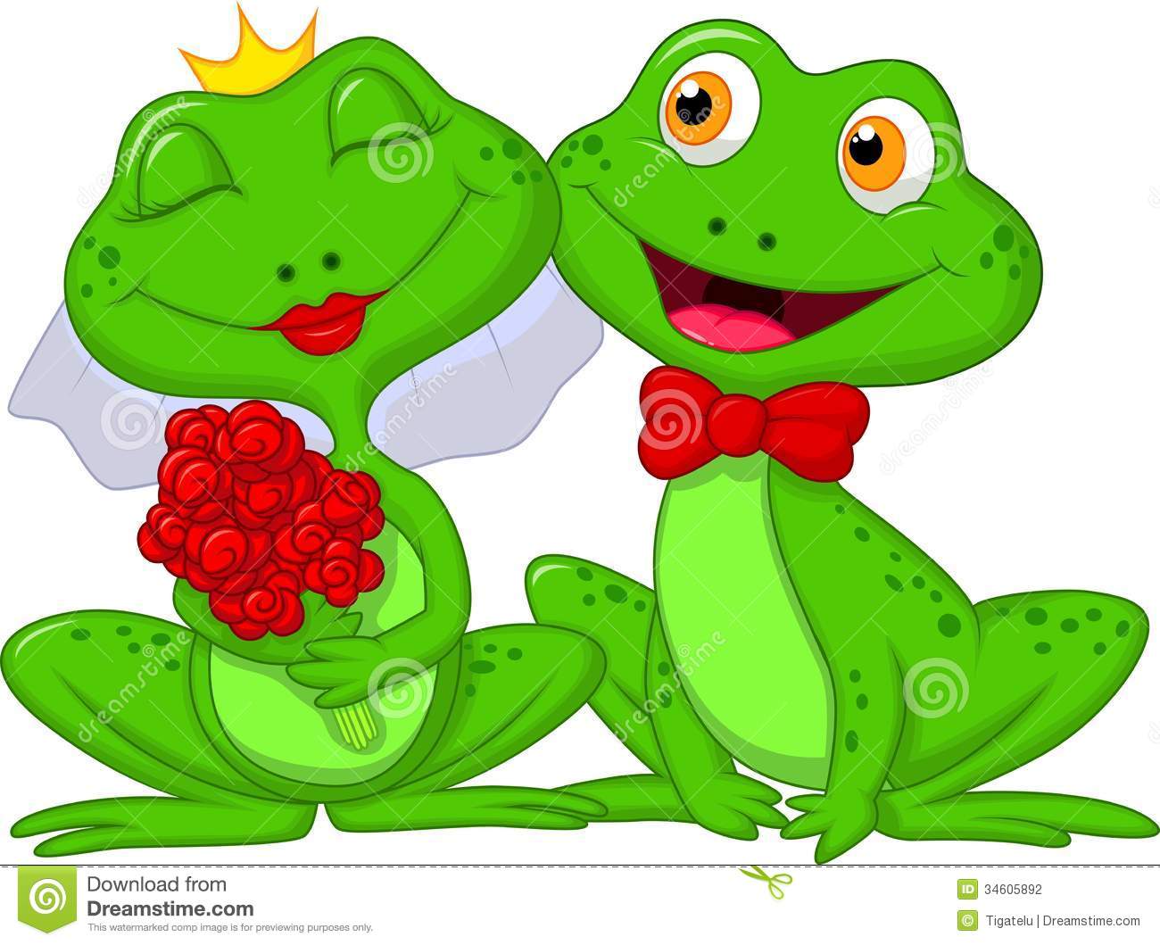 Bruid En Bruidegom Frogs Cartoon Characters Stock Fotografie    