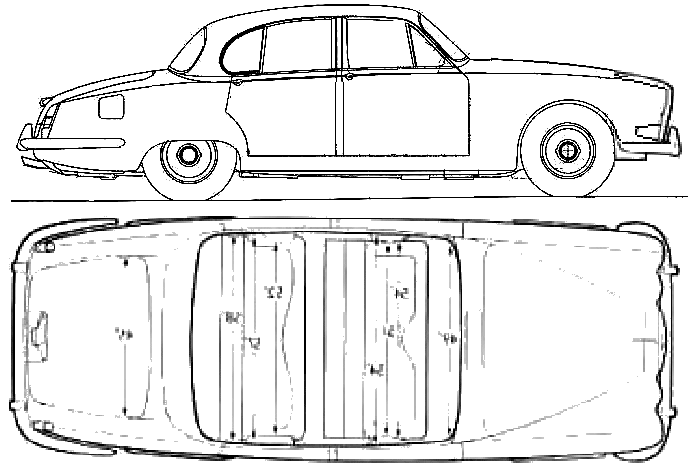 Car Blueprints   Jaguar 420 Blueprints Vector Drawings Clipart And