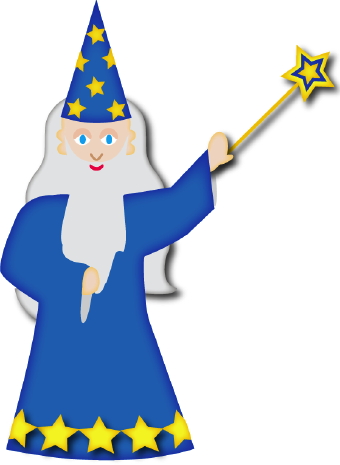 Clip Art Of A Wizard In A Pointy Blue Hat And Robes Decorated In