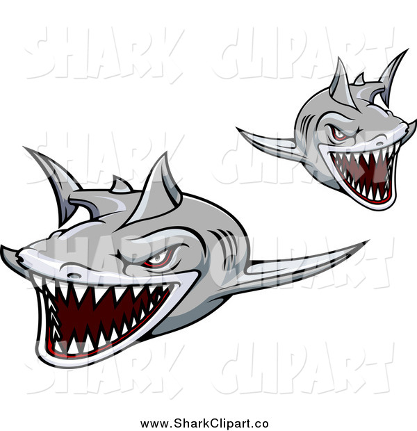 Clip Art Of Aggressive Gray Sharks By Seamartini Graphics    443