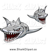Clip Art Of Aggressive Gray Sharks By Seamartini Graphics