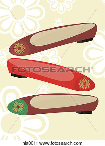 Clipart Of Three Different Ballet Flat Shoes Hla0011   Search Clip Art    